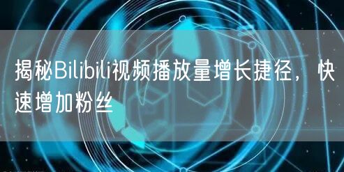 揭秘Bilibili视频播放量增长捷径，快速增加粉丝