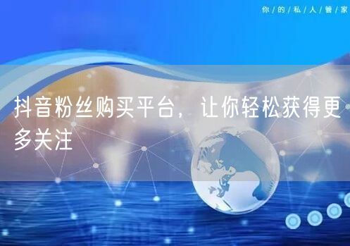 抖音粉丝购买平台，让你轻松获得更多关注